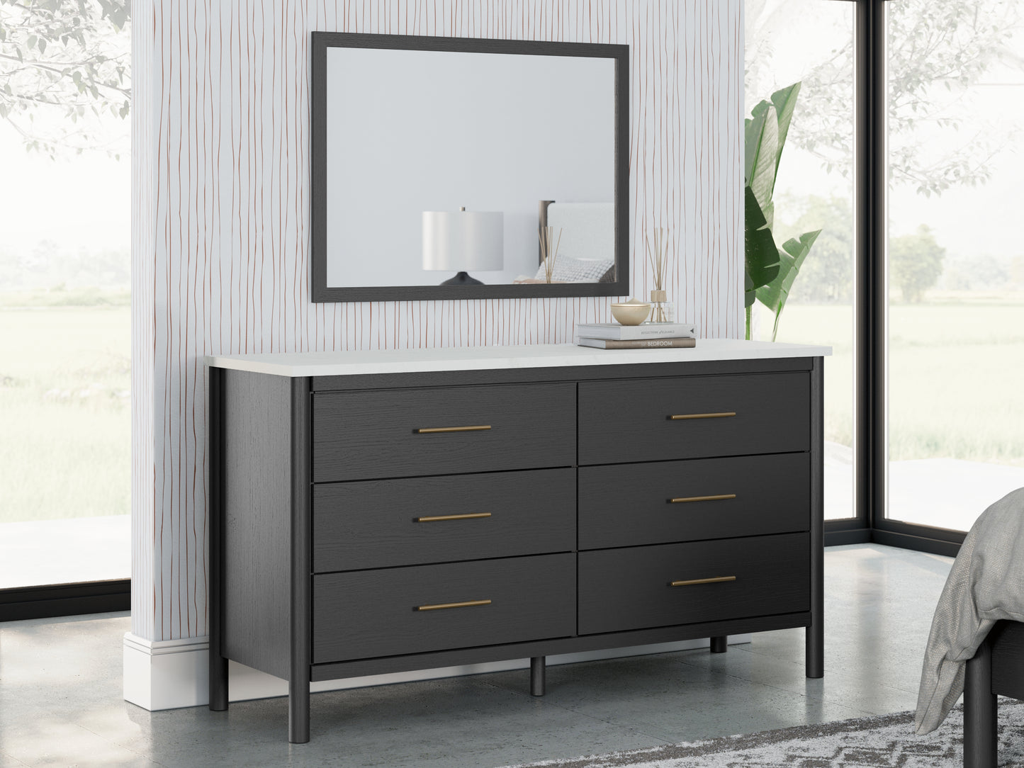 Ocala Furniture Outlet - Ashley Furniture - Cadmori Bedroom - Dresser and Mirror / Black/White - B2616B1