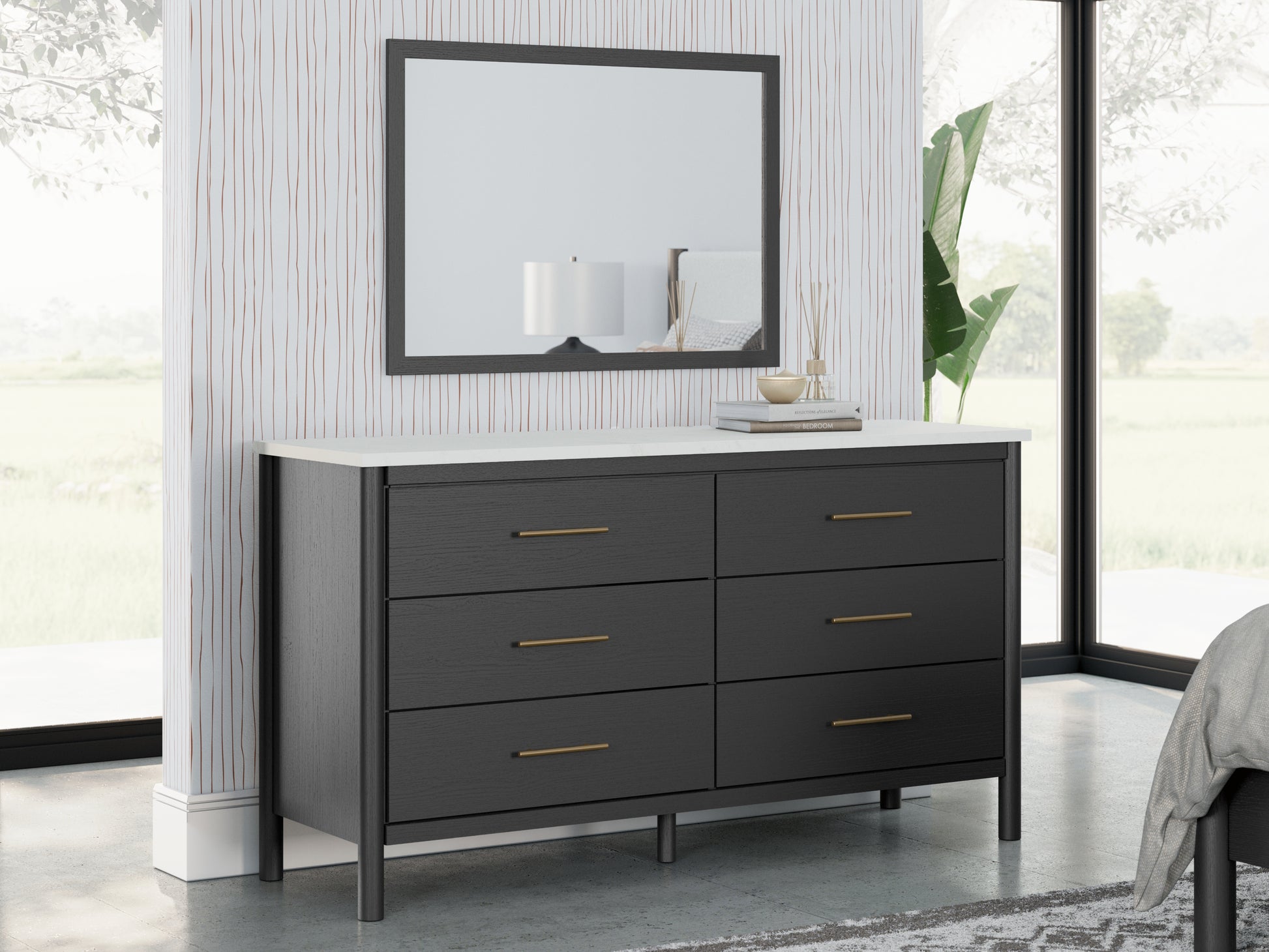Ocala Furniture Outlet - Ashley Furniture - Cadmori Bedroom - Dresser and Mirror / Black/White - B2616B1