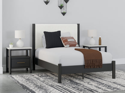 Ocala Furniture Outlet - Ashley Furniture - Cadmori Bedroom - Full Upholstered Panel Bed / Black/White - B2616B3