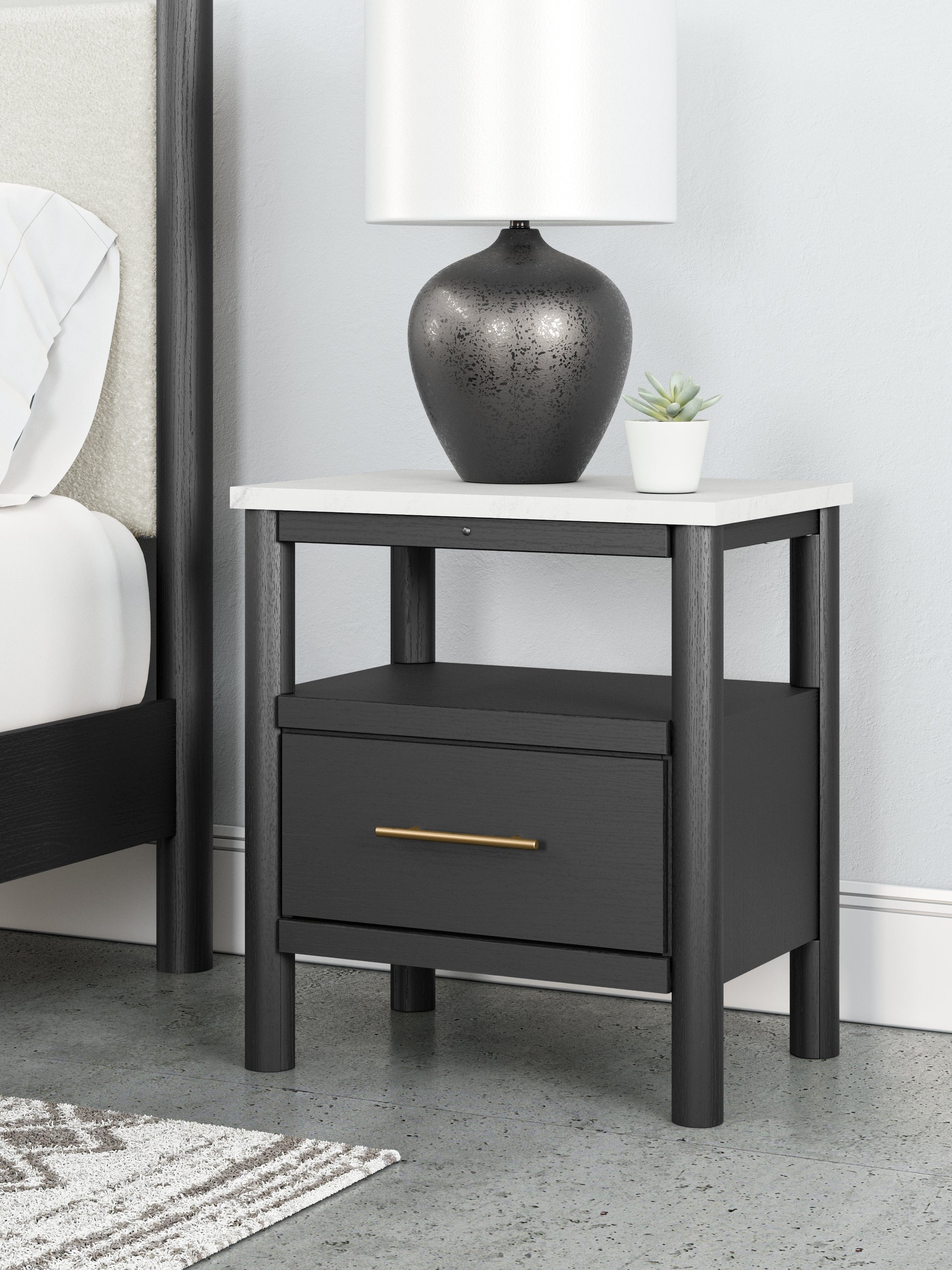 Ocala Furniture Outlet - Ashley Furniture - Cadmori Bedroom - One Drawer Night Stand / Black/White - B2616-91