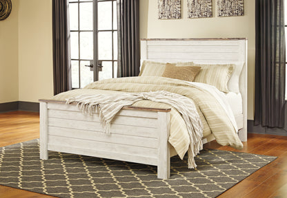 Ocala Furniture Outlet - Ashley Furniture - Willowton Bedroom - Queen Panel Bed / Whitewash - B267B8