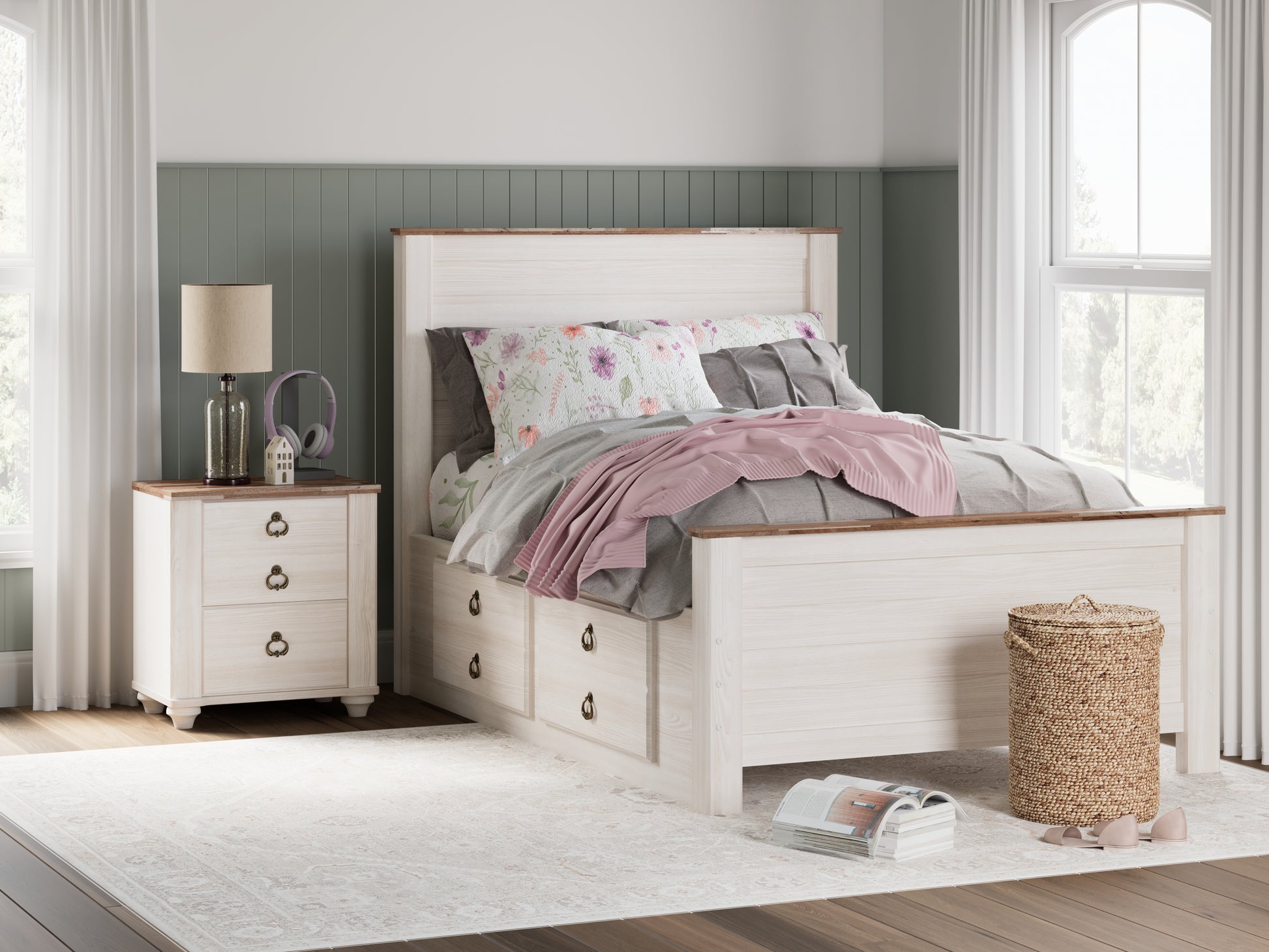 Ocala Furniture Outlet - Ashley Furniture - Willowton Bedroom - Six Drawer Dresser / Whitewash - B267-31
