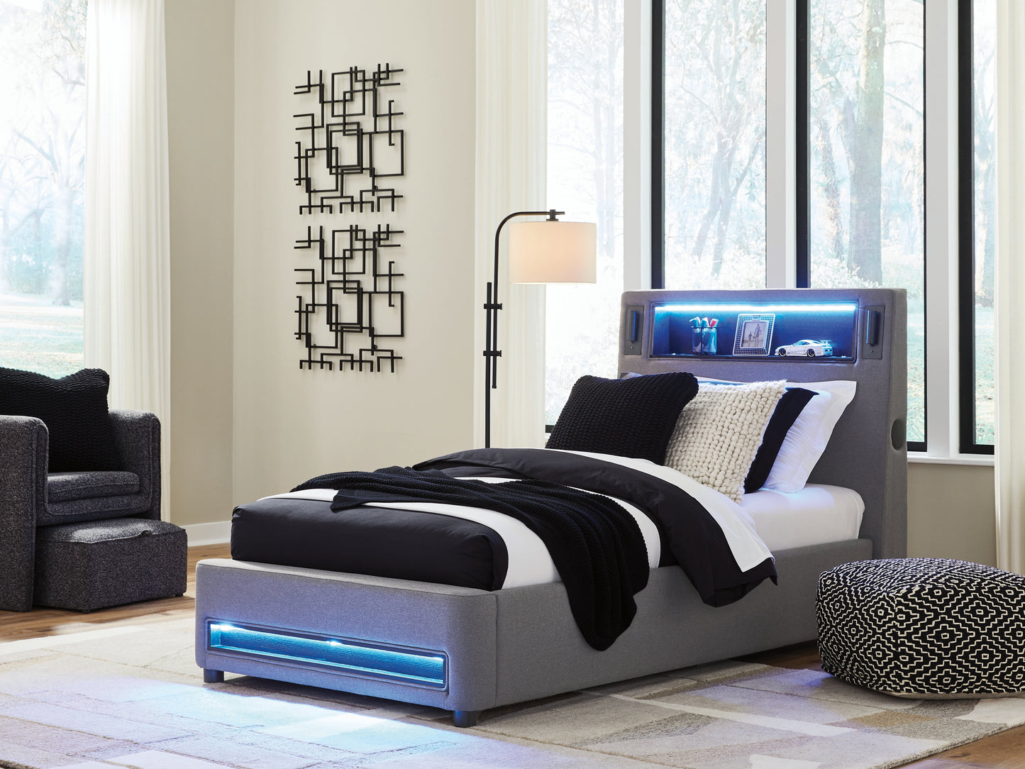 Ocala Furniture Outlet - Ashley Furniture - Verishaw Bedroom - Twin Upholstered Bed / Gray - PCB2721B23