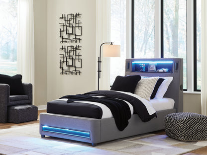 Ocala Furniture Outlet - Ashley Furniture - Verishaw Bedroom - Twin Upholstered Bed / Gray - PCB2721B23