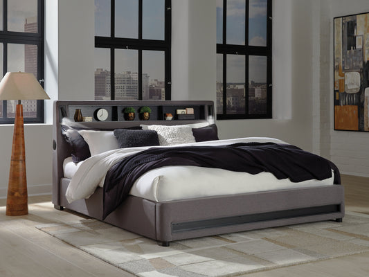Ocala Furniture Outlet - Ashley Furniture - Verishaw Bedroom - King Upholstered Bed / Gray - PCB2721B21