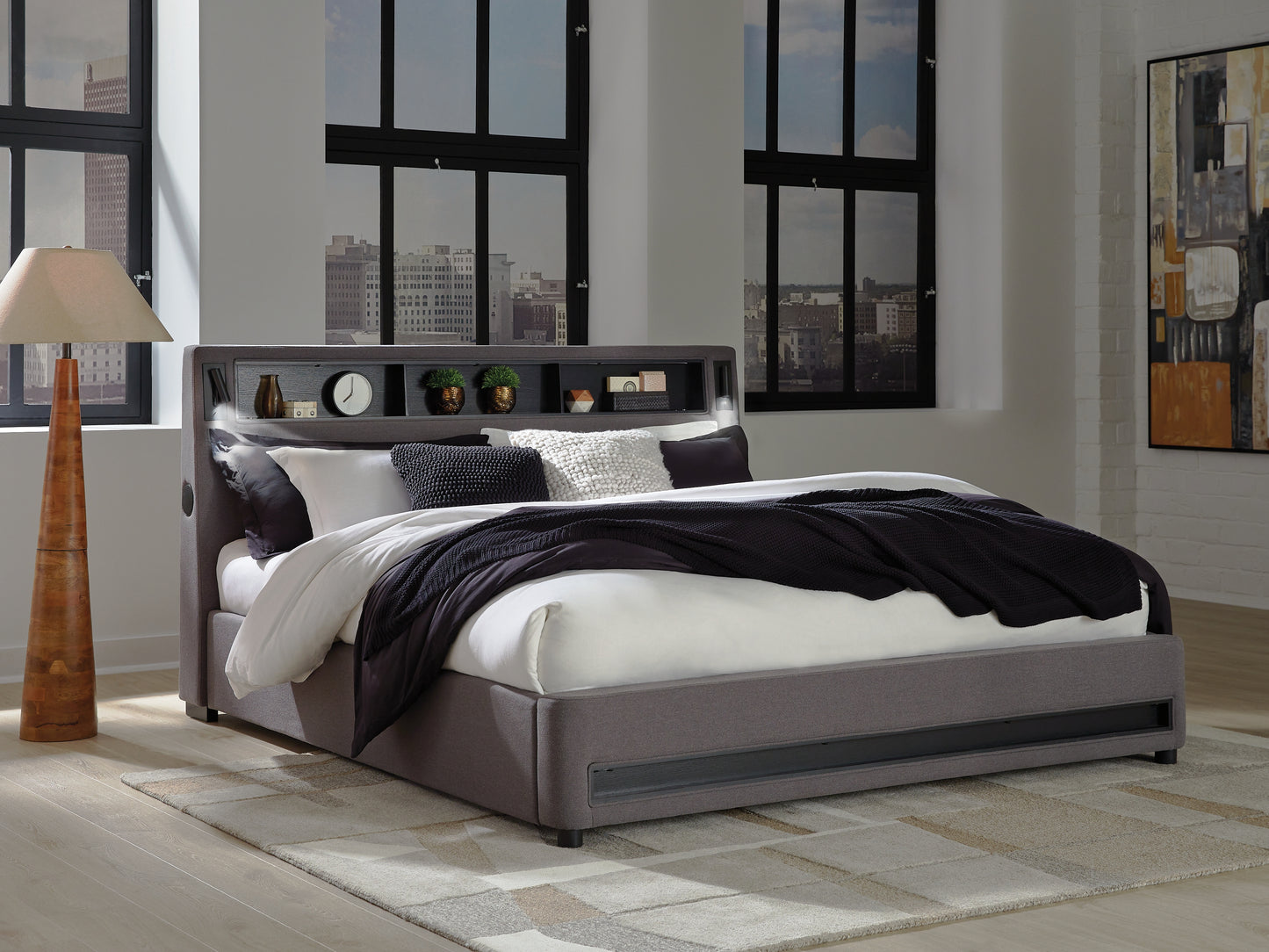 Ocala Furniture Outlet - Ashley Furniture - Verishaw Bedroom - King Upholstered Bed / Gray - PCB2721B21