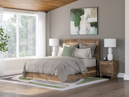 Ocala Furniture Outlet - Ashley Furniture - Chirason Bedroom - Queen Panel Bed with Storage / Brown - PCB3367B4