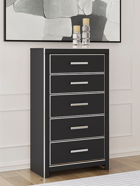 Ocala Furniture Outlet - Ashley Furniture - Zuraleus Bedroom - Five Drawer Chest / Black - PCB3380-46