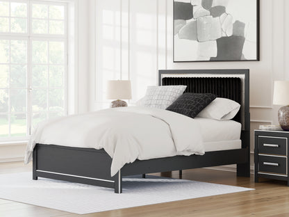 Ocala Furniture Outlet - Ashley Furniture - Zuraleus Bedroom - Queen Upholstered Panel Bed / Black - PCB3380B6