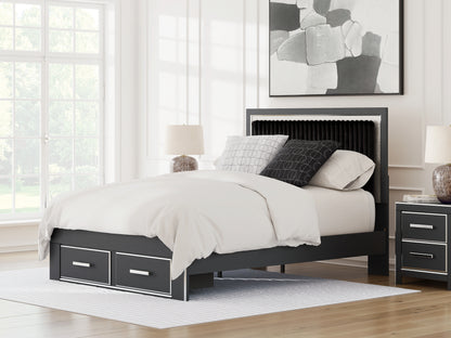 Ocala Furniture Outlet - Ashley Furniture - Zuraleus Bedroom - Queen Upholstered Panel Storage Bed / Black - PCB3380B4