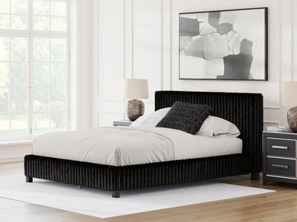 Ocala Furniture Outlet - Ashley Furniture - Zuraleus Bedroom - Queen Upholstered Bed / Black - PCB3380B8