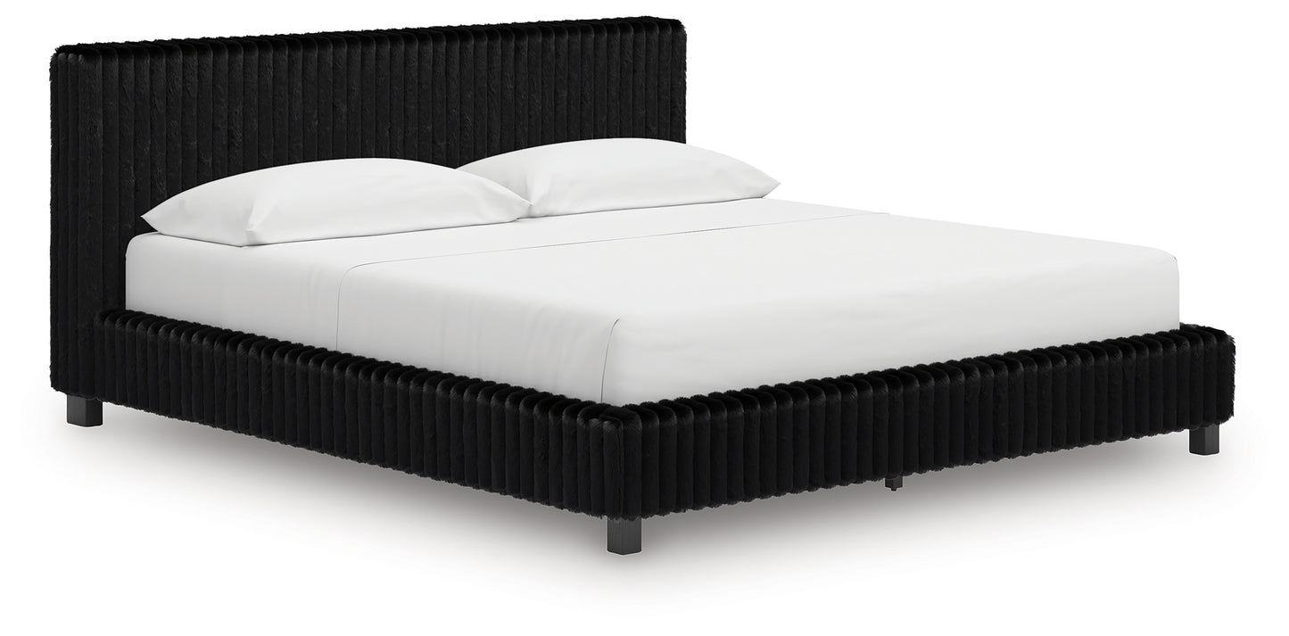 Ocala Furniture Outlet - Ashley Furniture - Zuraleus Bedroom - California King Upholstered Bed / Black - PCB3380B14
