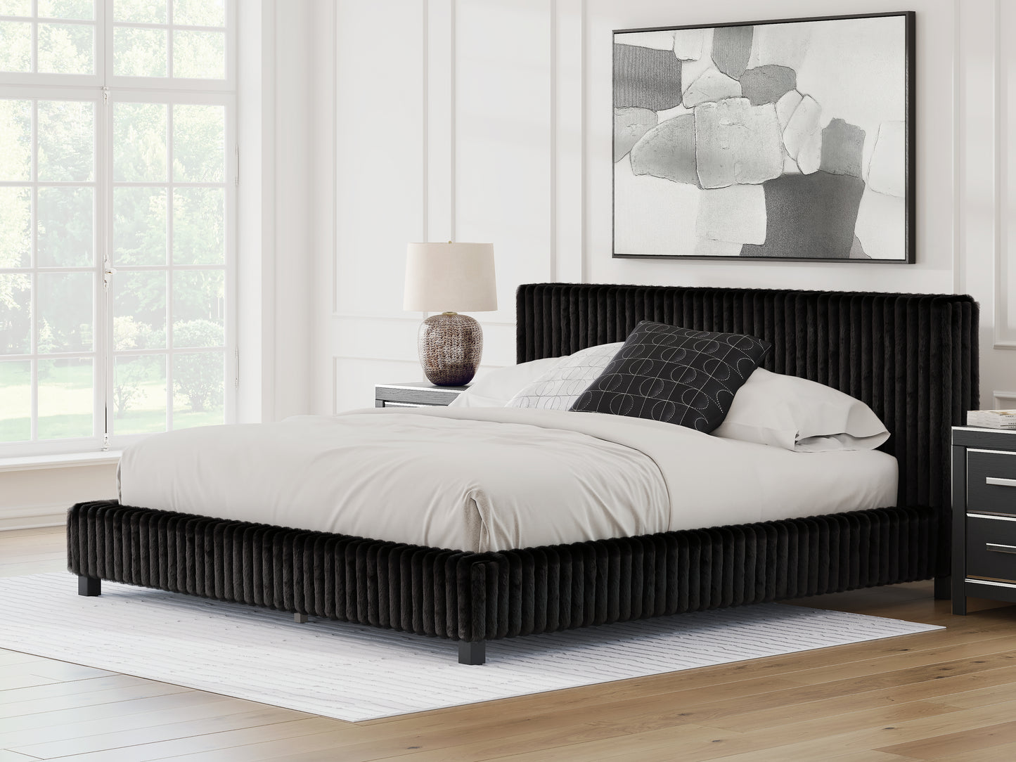 Ocala Furniture Outlet - Ashley Furniture - Zuraleus Bedroom - King Upholstered Bed / Black - PCB3380B13