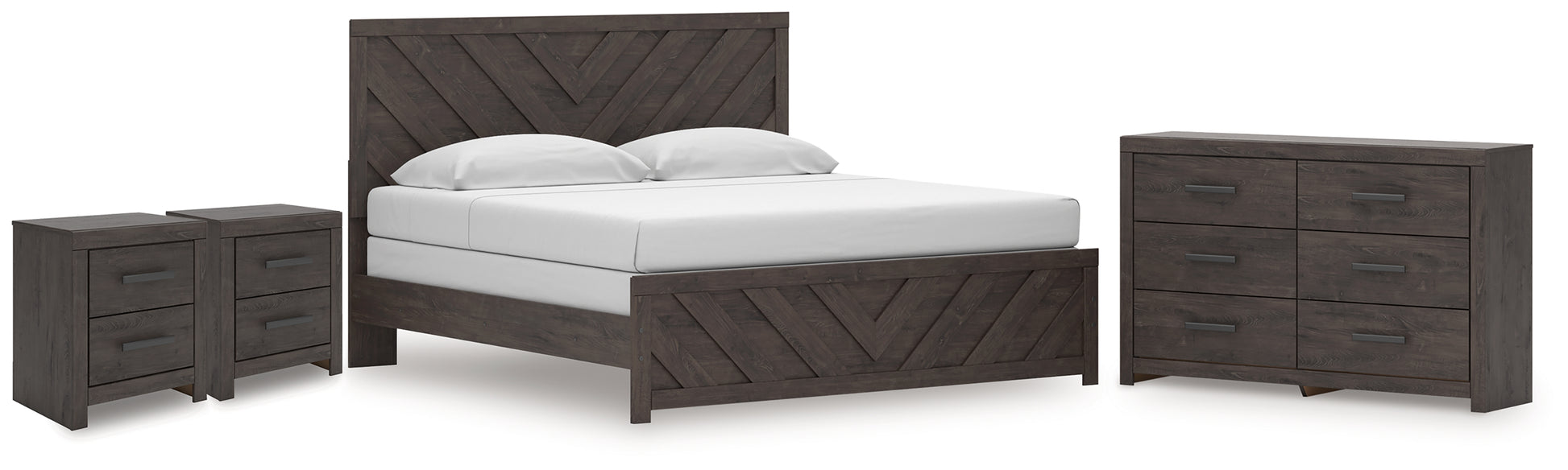 Ocala Furniture Outlet - Ashley Furniture - Prendonea King Panel Bed, Dresser and 2 Nightstands - King Panel Bed, Dresser and 2 Nightstands - B3789B13