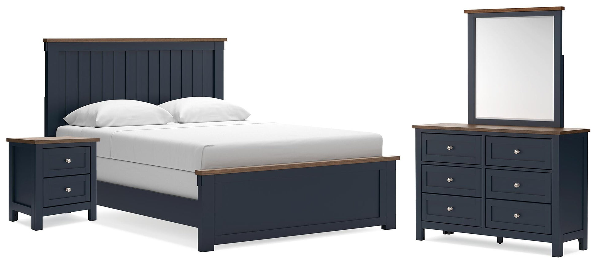Ocala Furniture Outlet - Ashley Furniture - Landocken Queen Panel Bed, Dresser, Mirror and Nightstand - Queen Panel Bed, Dresser, Mirror and Nightstand - B414B18