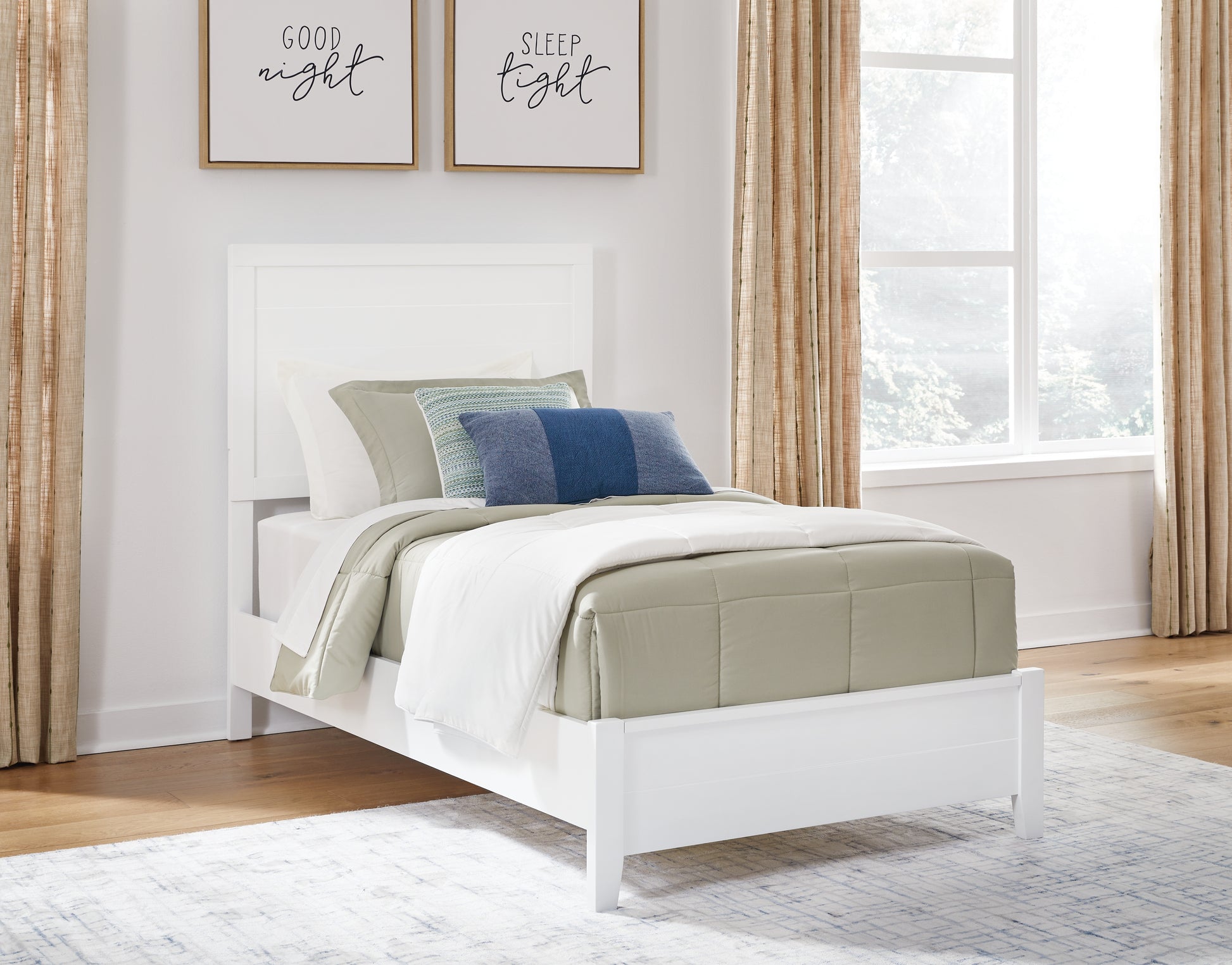 Ocala Furniture Outlet - Ashley Furniture - Binterglen Bedroom - Twin Panel Bed / White - B427B2