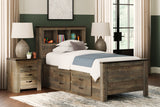 Twin Bookcase Bed with 2 Storage Drawers