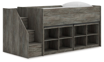 Ocala Furniture Outlet - Ashley Furniture - Frandern Twin Loft Bed with Bookcase Storage - Twin Loft Bed with Bookcase Storage / Warm Gray - B4480B25