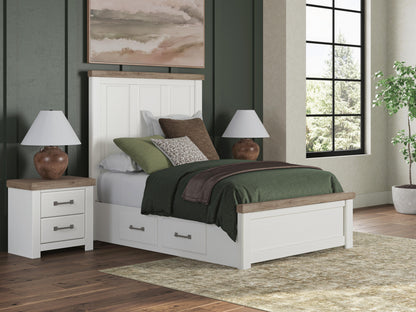 Ocala Furniture Outlet - Ashley Furniture - Savonport Bedroom - Full Panel Bed with Storage / White/Brown - B4615B19