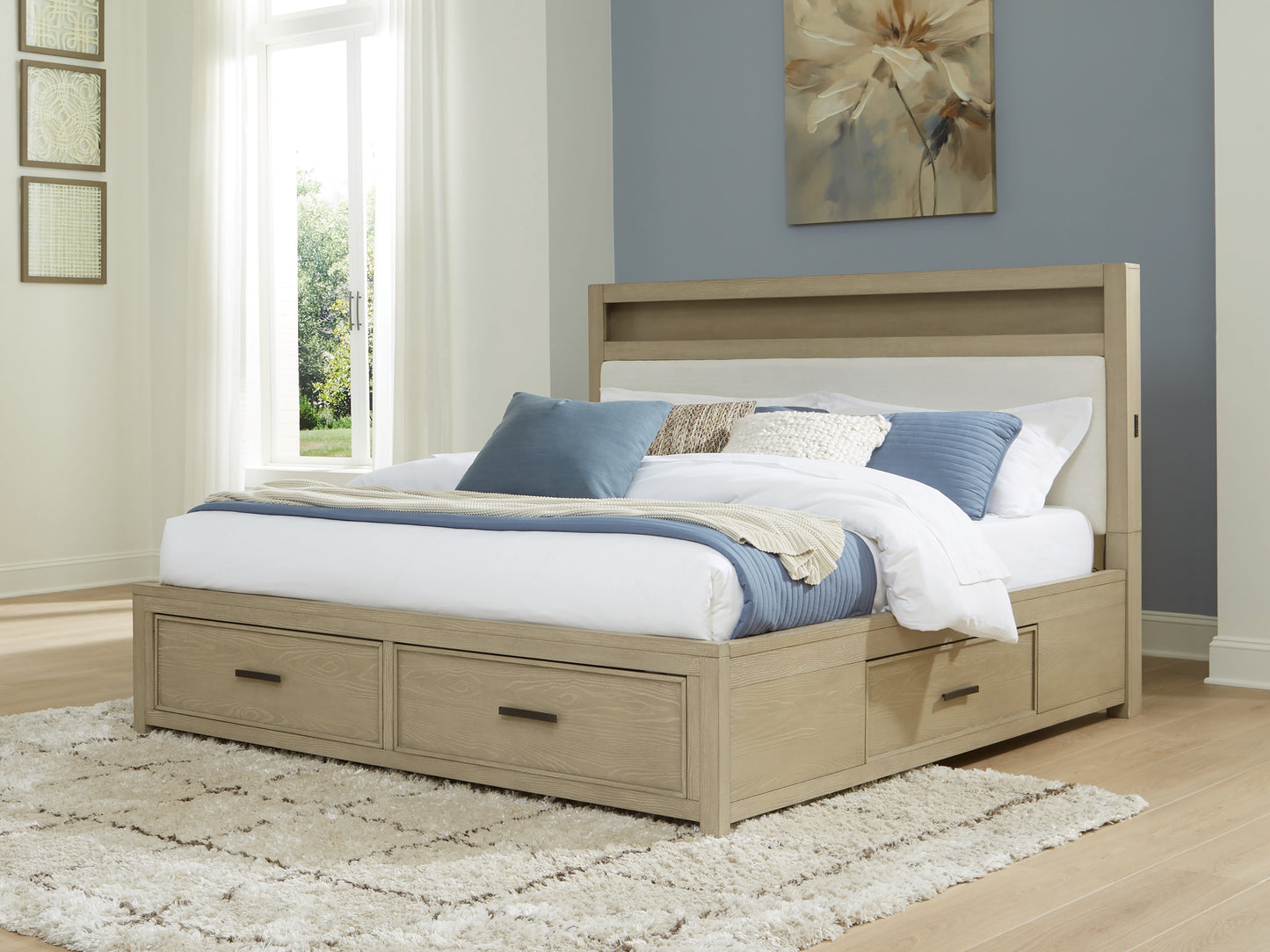 Ocala Furniture Outlet - Ashley Furniture - Calmoro Bedroom - California King Bookcase Bed / Gray - B602B9