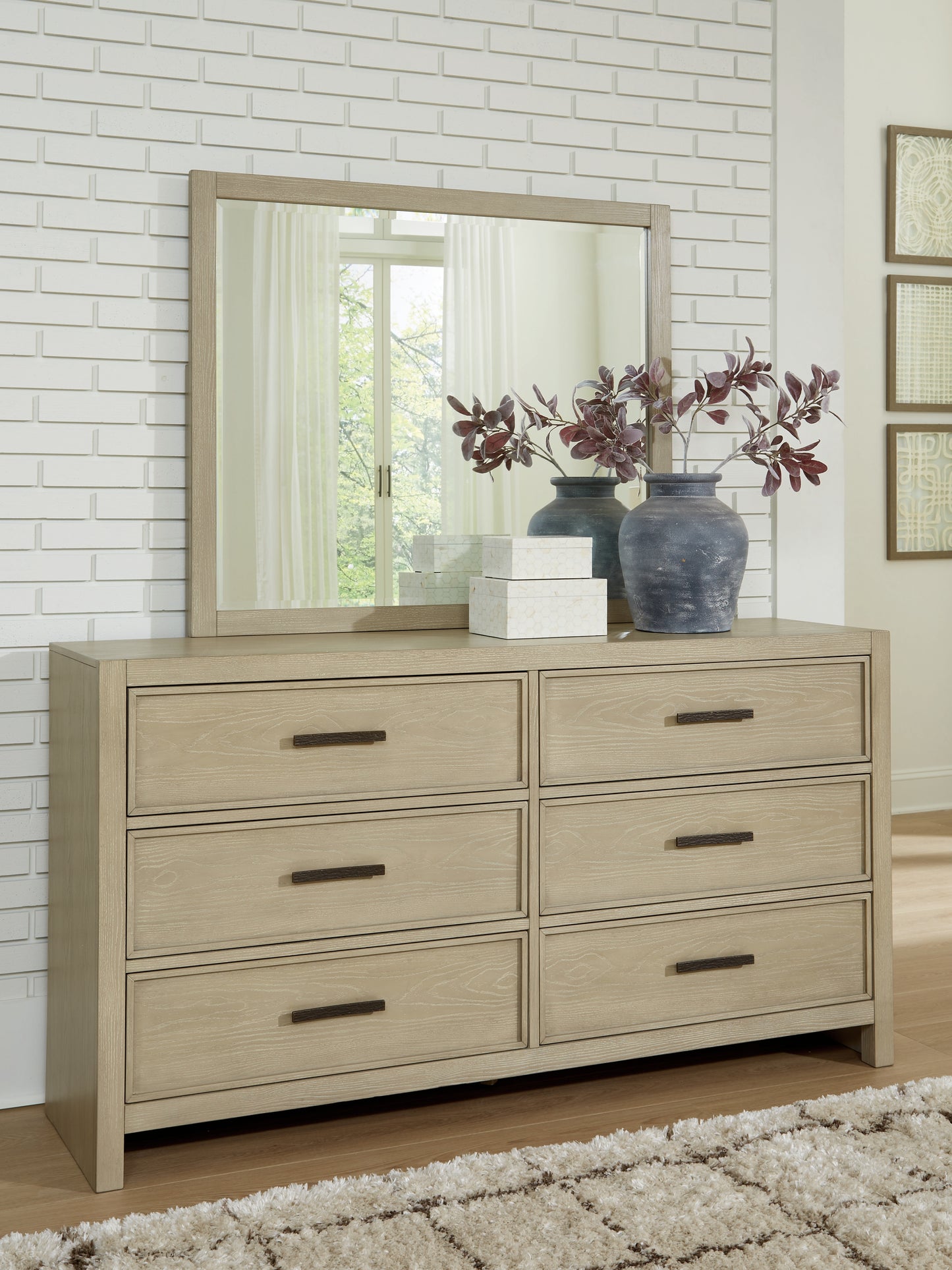 Ocala Furniture Outlet - Ashley Furniture - Calmoro Bedroom - Dresser and Mirror / Gray - B602B1