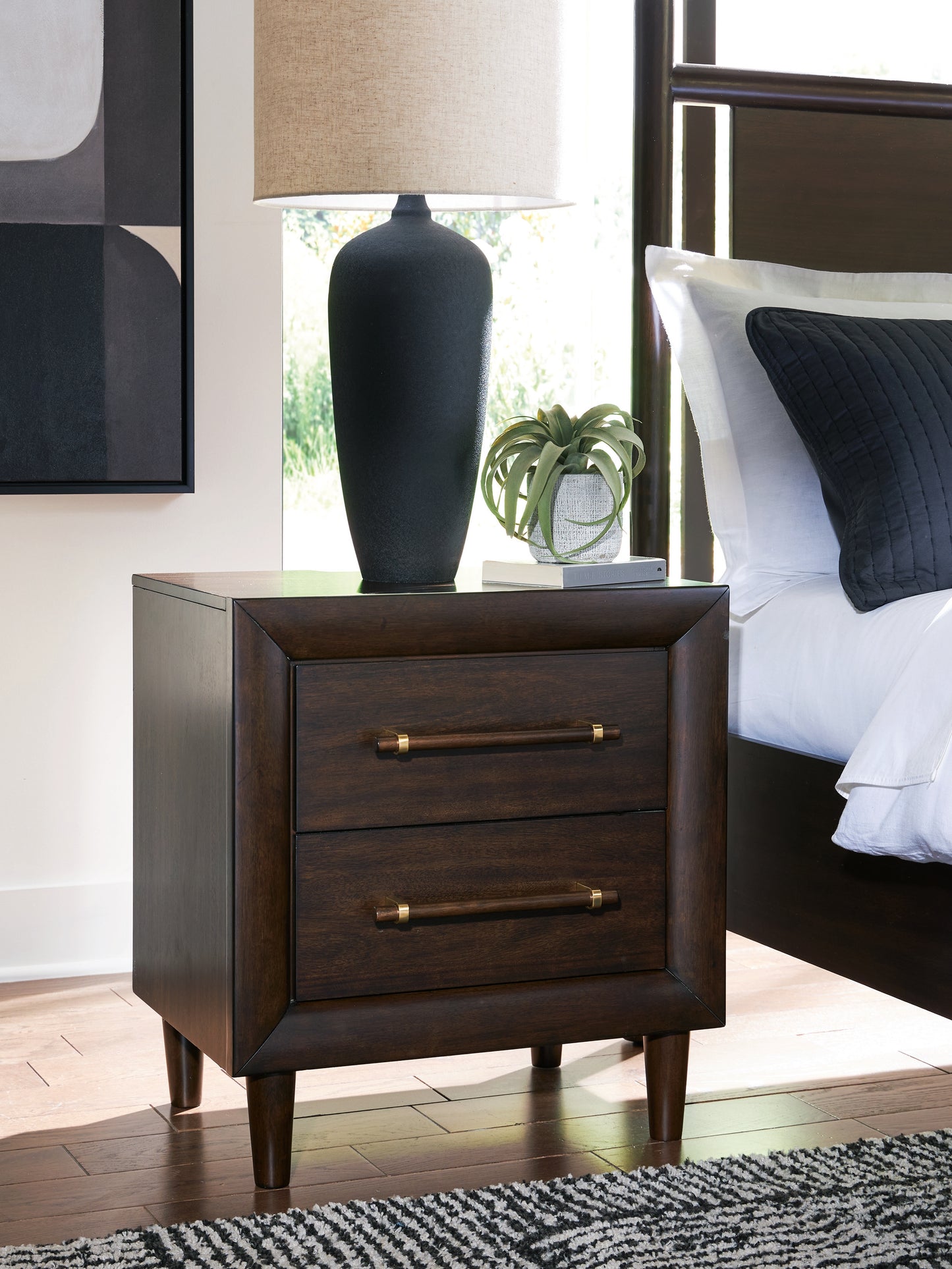 Ocala Furniture Outlet - Ashley Furniture - Dantenton Bedroom - Two Drawer Night Stand / Merlot - B611-92
