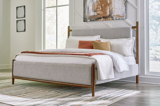 Ocala Furniture Outlet - Ashley Furniture - Lyncott Bedroom - Queen Upholstered Panel Bed / Brown - B615B2