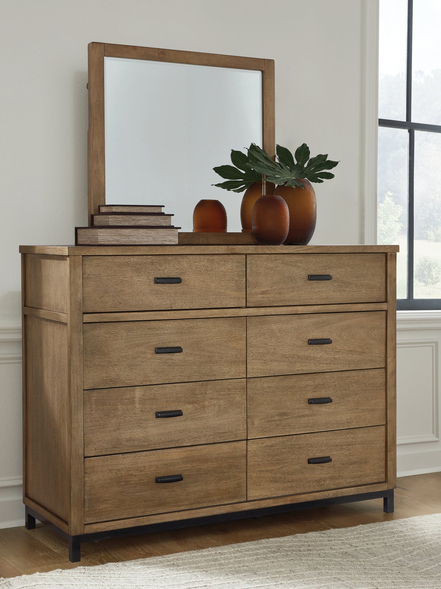 Ocala Furniture Outlet - Ashley Furniture - Tomtyn Bedroom - Dresser and Mirror / Light Brown - B622B1