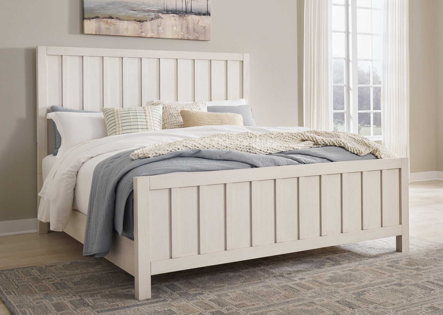 Ocala Furniture Outlet - Ashley Furniture - Shaybrock Bedroom - California King Panel Bed / Antique White - B683B7