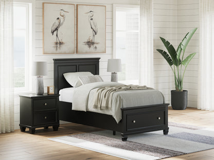 Ocala Furniture Outlet - Ashley Furniture - Lanolee Bedroom - Twin Panel Storage Bed / Black - B687B21