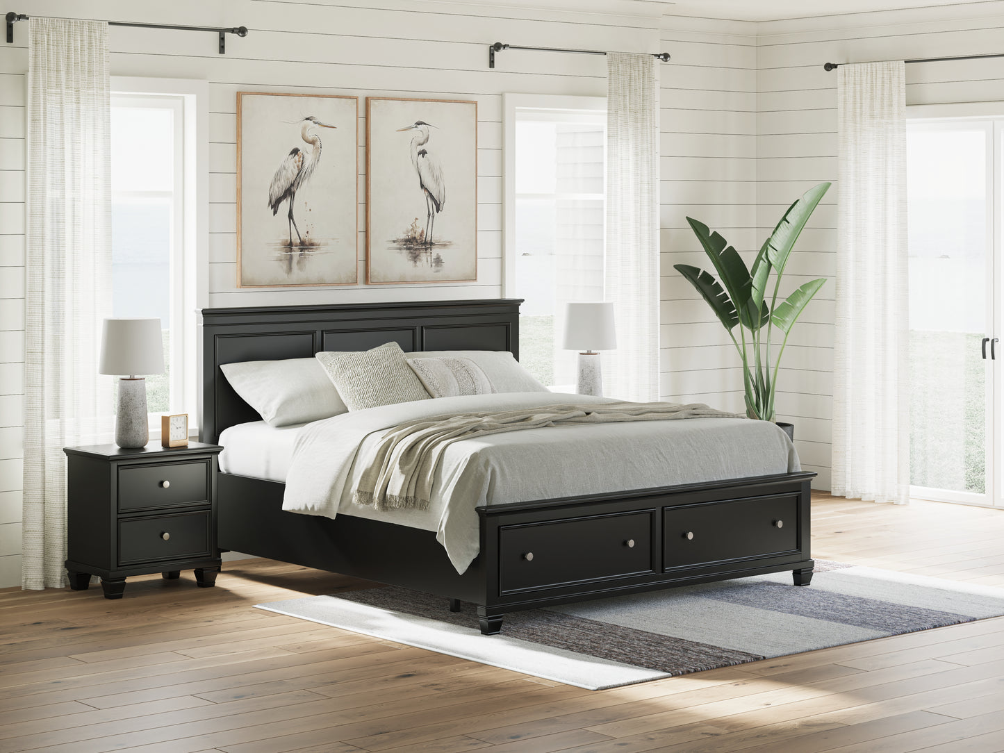 Ocala Furniture Outlet - Ashley Furniture - Lanolee Bedroom - California King Panel Storage Bed / Black - B687B20