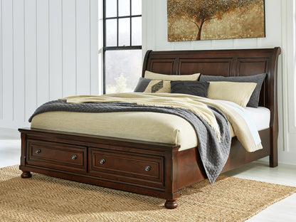 Ocala Furniture Outlet - Ashley Furniture - Porter Bedroom - California King Sleigh Storage Bed / Rustic Brown - B697B47