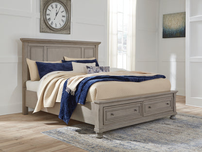 Ocala Furniture Outlet - Ashley Furniture - Lettner Bedroom - Queen Panel Storage Bed / Light Gray - B733B31