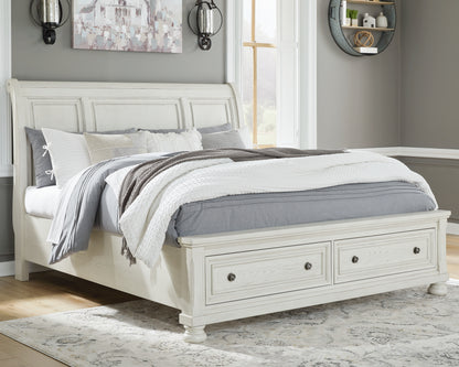 Ocala Furniture Outlet - Ashley Furniture - Robbinsdale Bedroom - Queen Sleigh Bed with Storage / Antique White - B742B3