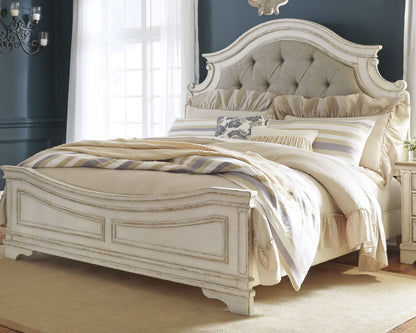 Ocala Furniture Outlet - Ashley Furniture - Realyn Bedroom - California King Upholstered Panel Bed / Chipped White - B743B7