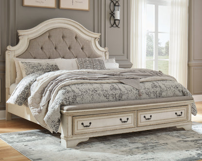 Ocala Furniture Outlet - Ashley Furniture - Realyn Bedroom - King Upholstered Storage Bed / Two-tone - B743B20