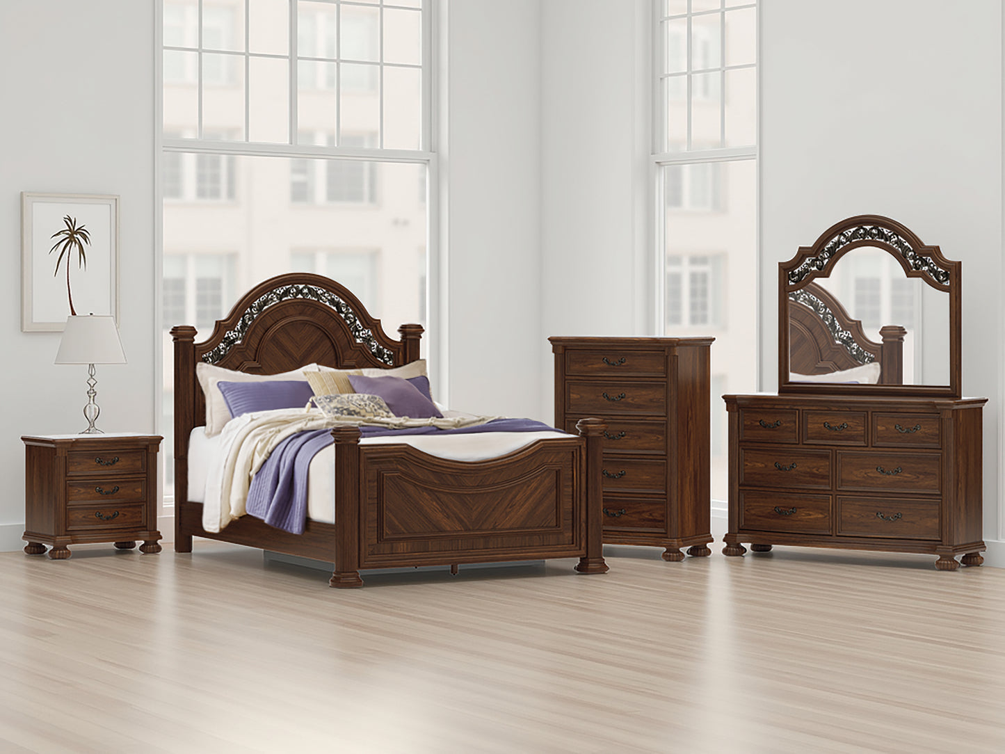 Ocala Furniture Outlet - Ashley Furniture - Lavinton Bedroom - Queen Poster Bed / Brown - B764B5