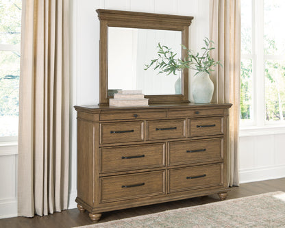 Ocala Furniture Outlet - Ashley Furniture - Karallin Bedroom - Dresser and Mirror / Medium Brown - PCB782B1