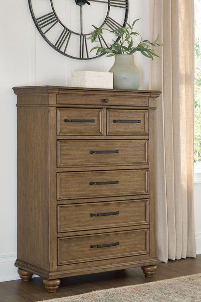 Ocala Furniture Outlet - Ashley Furniture - Karallin Bedroom - Seven Drawer Chest / Medium Brown - PCB782-46