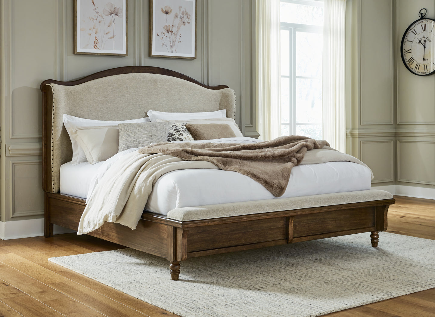 Ocala Furniture Outlet - Ashley Furniture - Sturlayne Bedroom - California King Upholstered Panel Bed / Brown - B787B5