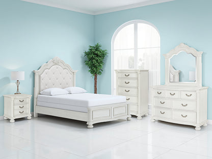 Ocala Furniture Outlet - Ashley Furniture - Montelaine Bedroom - Queen Upholstered Panel Bed / Antique White - B795B2