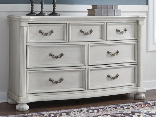 Ocala Furniture Outlet - Ashley Furniture - Montelaine Bedroom - King Upholstered Panel Bed / Antique White - B795B6