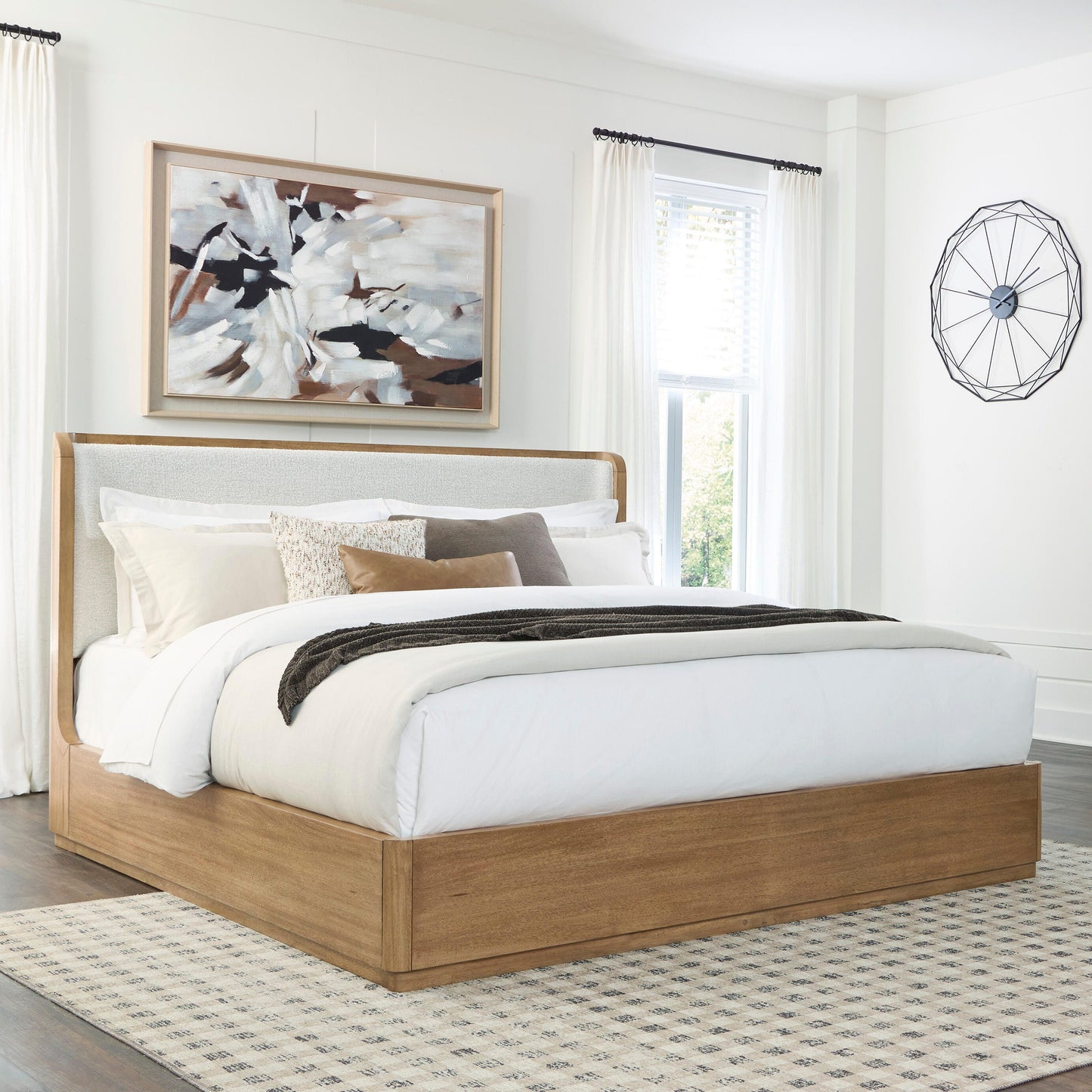 Ocala Furniture Outlet - Ashley Furniture - Pamaria Bedroom - King Upholstered Bed / Light Brown - PCB802B7