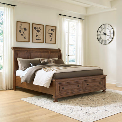 Ocala Furniture Outlet - Ashley Furniture - Zackaryn Bedroom - King Sleigh Storage Bed / Warm Brown - PCB807B7