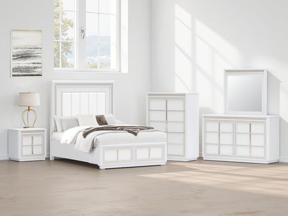 Ocala Furniture Outlet - Ashley Furniture - Chalanna Bedroom - Queen Upholstered Storage Bed / White - B822B2