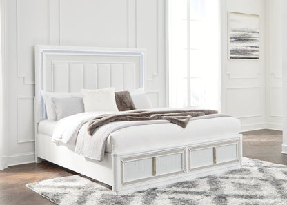 Ocala Furniture Outlet - Ashley Furniture - Chalanna Bedroom - California King Upholstered Storage Bed / White - B822B5