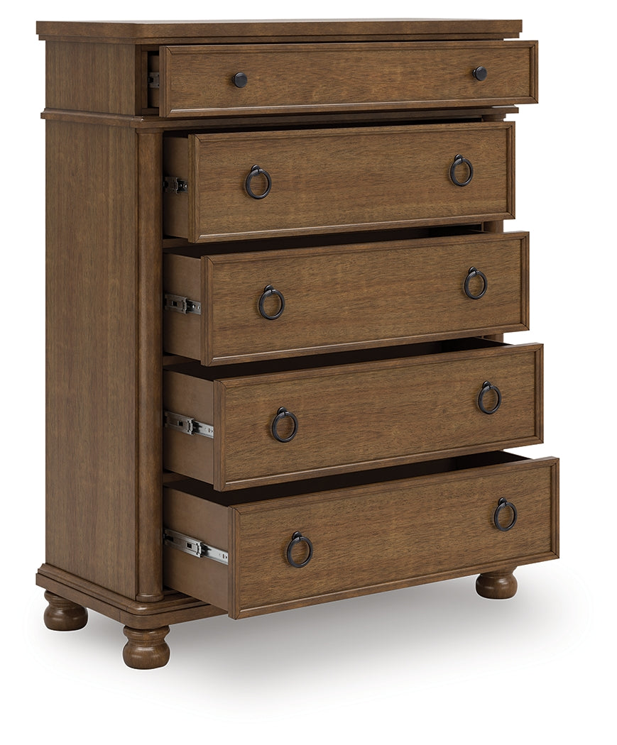 Ocala Furniture Outlet - Ashley Furniture - Rowlenstown Bedroom - Five Drawer Chest / Brown - PCB824-46