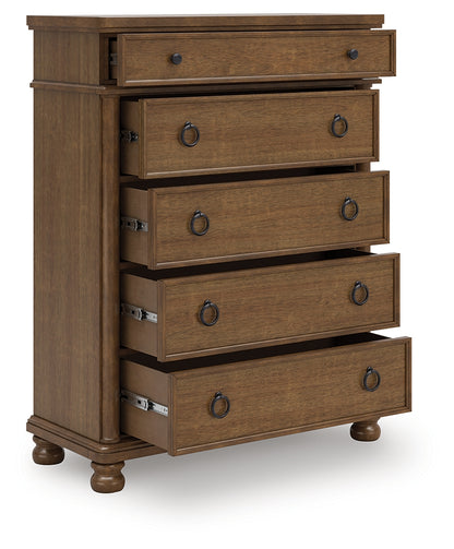Ocala Furniture Outlet - Ashley Furniture - Rowlenstown Bedroom - Five Drawer Chest / Brown - PCB824-46