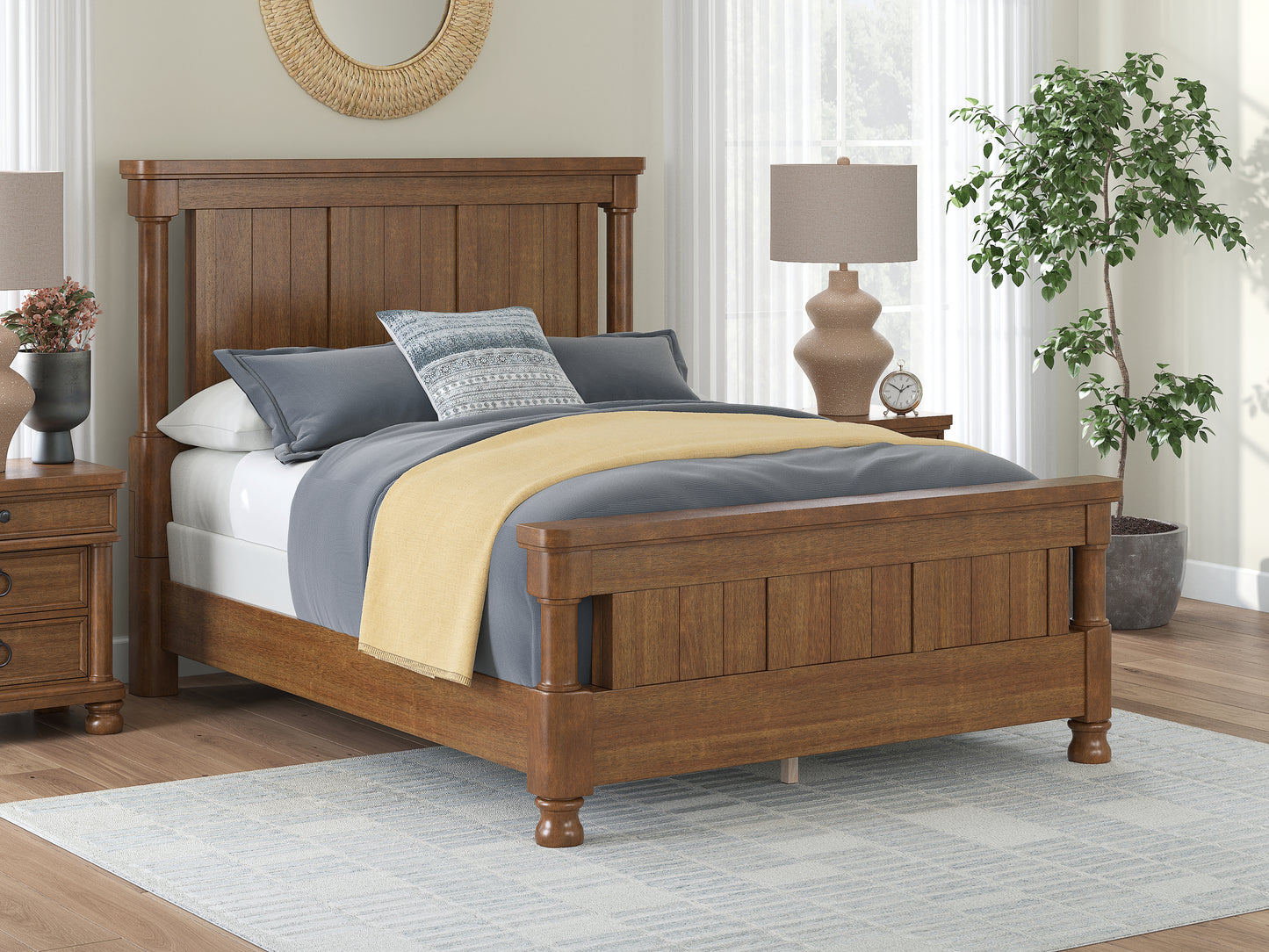 Ocala Furniture Outlet - Ashley Furniture - Rowlenstown Bedroom - Queen Poster Bed / Brown - PCB824B2