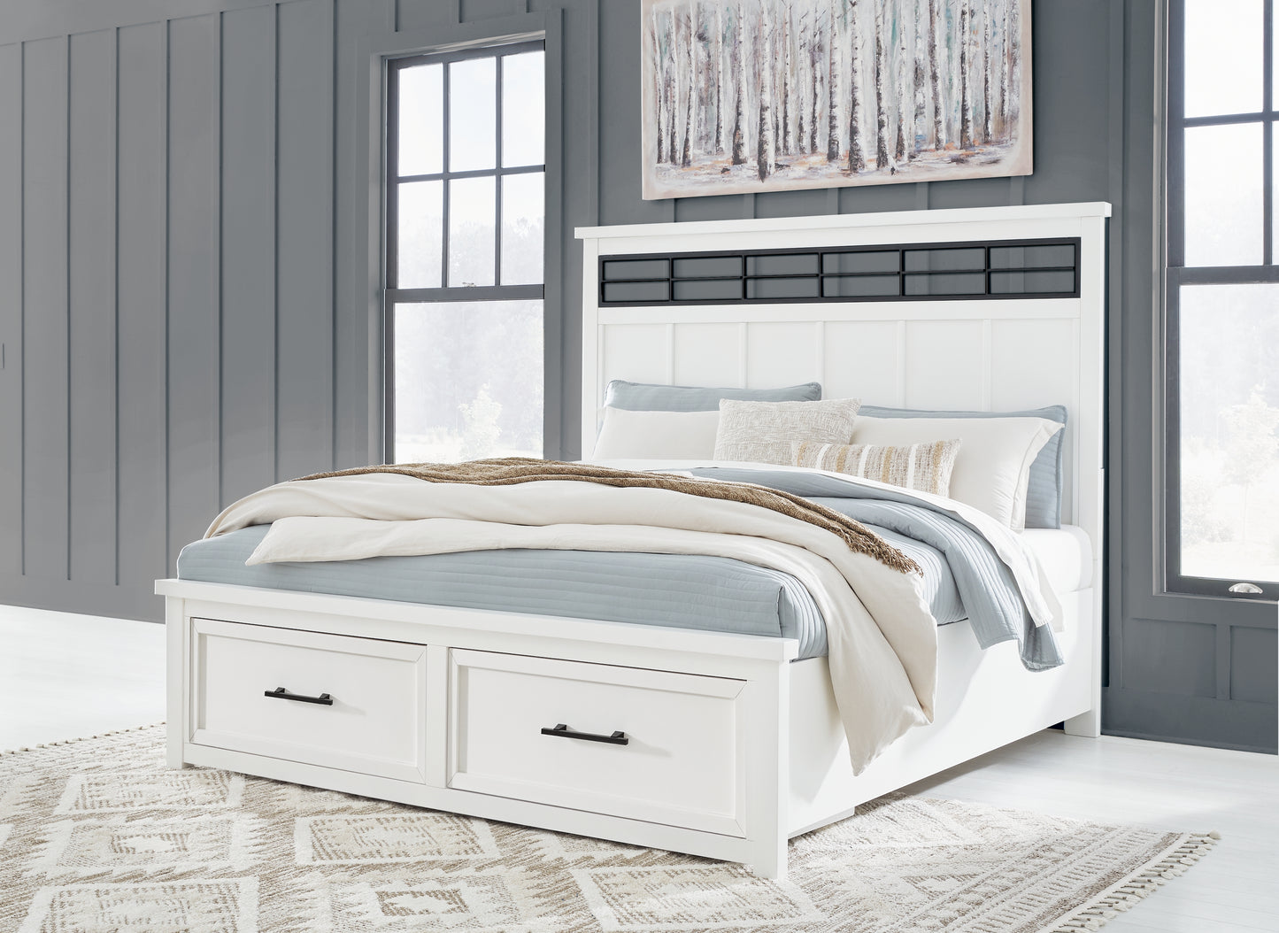 Ocala Furniture Outlet - Ashley Furniture - Ashbryn Bedroom - California King Panel Storage Bed / White/Natural - B844B5